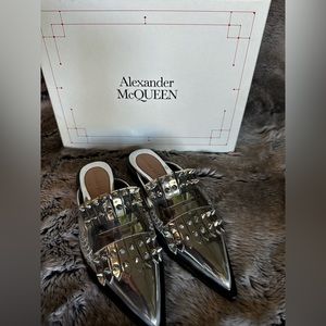 Alexander McQueen, new metallic silver mules